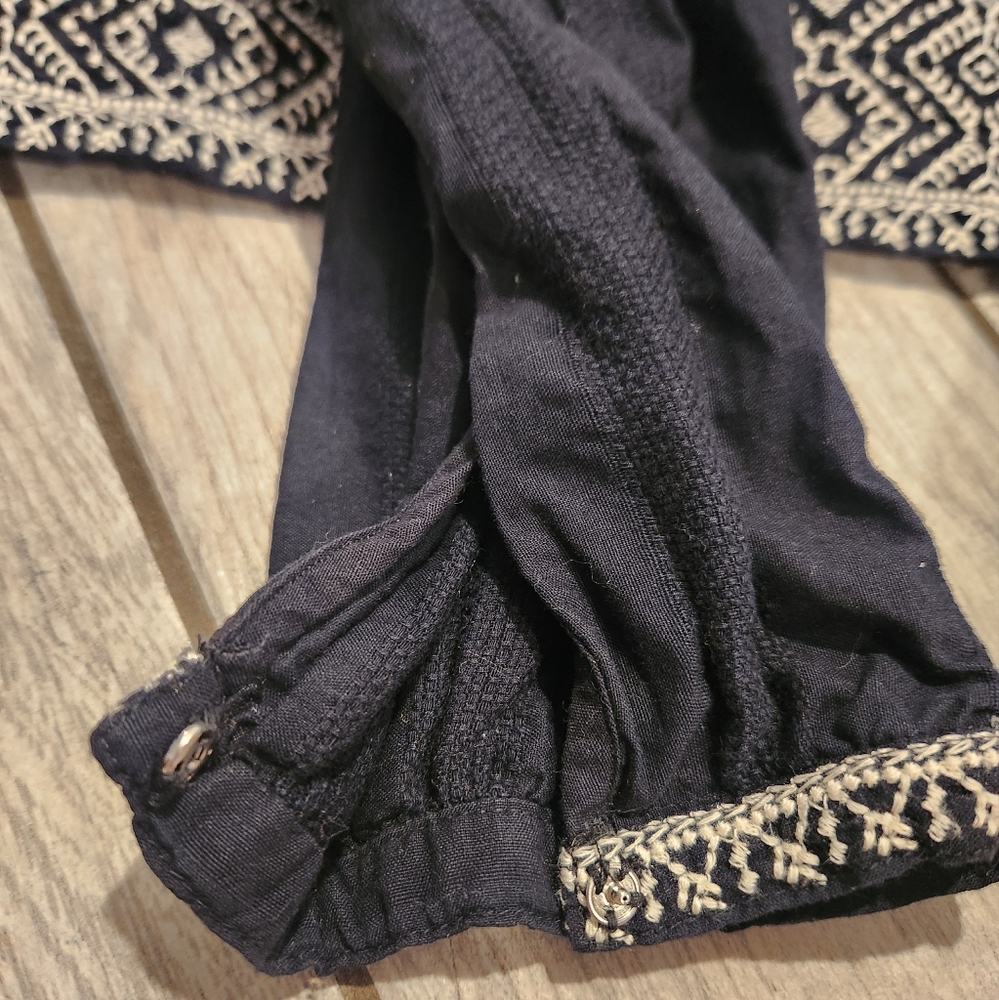 MADEWELL Black Embroidered CAMELIA Tassel Tunic Hippie Boho Top Small Peasantโ - Picture 11 of 16